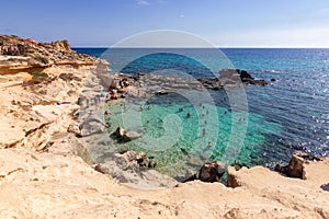 Beautiful beach of Calo des Mort in Formentera Spain