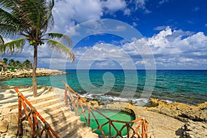 Beautiful beach at Caribbean sea in Yucatan, Mexico