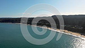 The beautiful beach of Charleston, Oregon, near Coos Bay - aerial