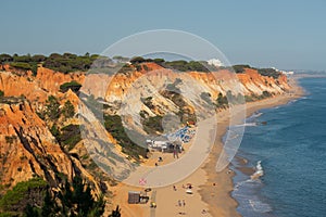 Beautiful beach and cliffs in Algarve, Portugal near Albufeira.