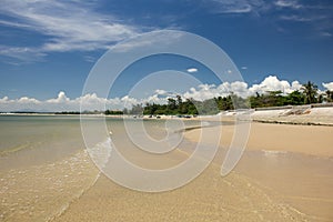 Beautiful beach with cumulus clouds in KeGa, Vietnam