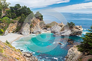 Beautiful Beach and Falls in Big Sur, California