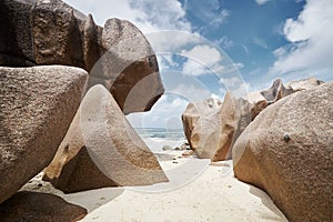 Beautiful beach with granite boulders in Seychelles