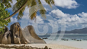 Beautiful beach on the island of La Digue, Seychelles.