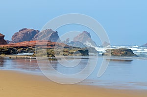 Beautiful beach landscape with big rocks