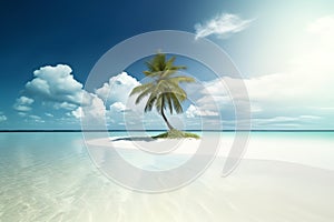 beautiful beach landscape with a palm tree ai generated