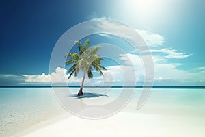 beautiful beach landscape with a palm tree ai generated