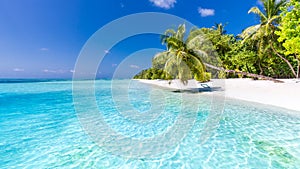 Beautiful beach landscape. Summer holiday and vacation concept. Inspirational tropical beach. Beach background banner