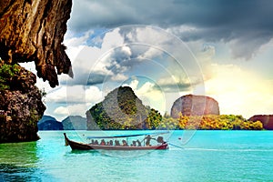 Beautiful beach landscape in Thailand. Phang Nga Bay, Andaman Sea, Phuket.