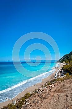 beautiful beach at leukada island in greece