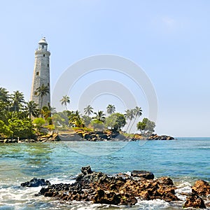 Beautiful beach and lighthouse in SriLanka