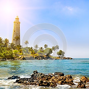 Beautiful beach and lighthouse in SriLanka