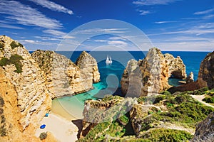 Beautiful beach near Lagos town, Algarve region, Portugal