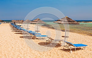 Beautiful beach near of Nissi and Cavo Greco in Ayia Napa, Cyprus island, Mediterranean Sea photo