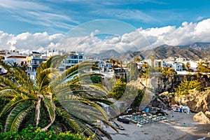 Beautiful beach in Nerja, Costa del Sol, Andalusia, Spain