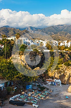 Beautiful beach in Nerja, Costa del Sol, Andalusia, Spain