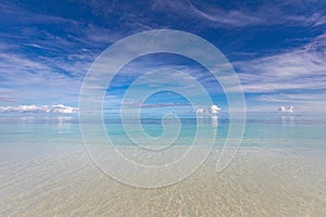 Beautiful beach. ocean sunrise, seascape, blue sky, Summer sun clean air. Earth ecology