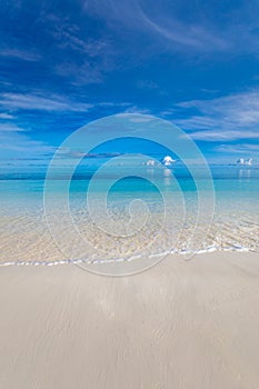 Beautiful beach. ocean sunrise, seascape, blue sky, Summer sun clean air. Earth ecology