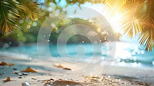 A beautiful beach with palm trees and white sand