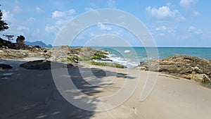 Beautiful beach and rock at Khanom beach