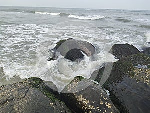 Beautiful Beach, sand, stone, rock, water, wave, sea, close-up, landscape, nature backgrounds