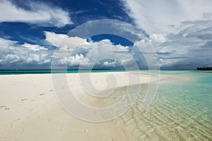 Beautiful beach with sandspit at Maldives photo