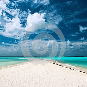 Beautiful beach with sandspit at Maldives