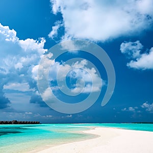 Beautiful beach with sandspit at Maldives