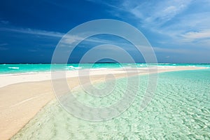 Beautiful beach with sandspit at Maldives