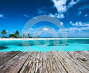 Beautiful beach with sandspit at Maldives