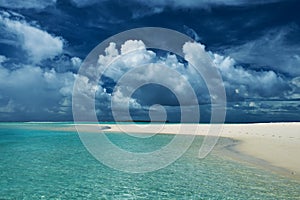 Beautiful beach with sandspit at Maldives