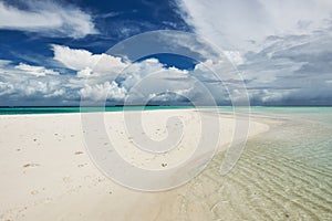 Beautiful beach with sandspit at Maldives photo