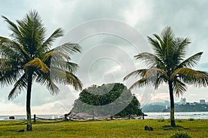 The beautiful beach of Santos, Sao Paulo, Brazil.