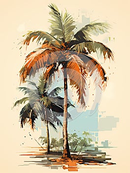 Vintage - A Palm Trees On A Beach