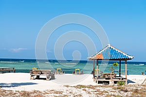 Beautiful beach with seaside cafe