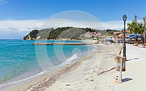 Beautiful beach in Siviri village, Halkidiki, Greece.