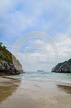 Beautiful beach in South East Asia, Cat Ba, Halong Bay, Vietnam.