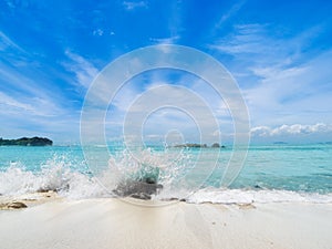 Beautiful beach and splashing wave