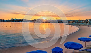 Beautiful beach in the summer season in Malta