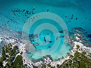 Beautiful beach top aerial view drone shot