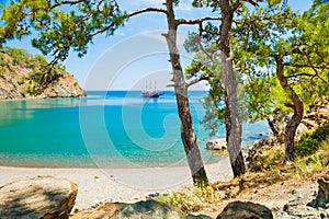 Beautiful beach with turquoise water near Kemer, Turkey