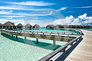 Beautiful beach with water bungalows