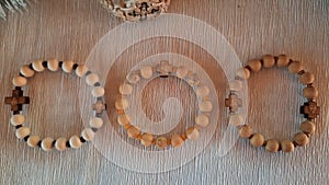 Beautiful beaded bracelet decotated with small wood  beads.