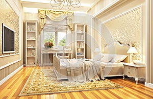 Beautiful bedroom interior design in a classic style