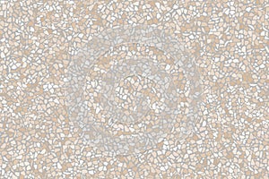 Beautiful beige and light gray terrazzo stone texture, pebble stone seamless background. Vector illustration