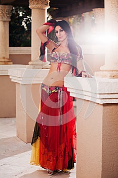 Beautiful Belly Dancer in Red Costume