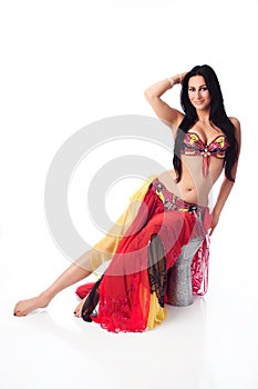 Beautiful Belly Dancer in a Red Costume photo