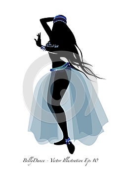 Beautiful belly dancer wearing exotic clothes vector illustration