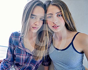 Beautiful best friend teen girls portrait