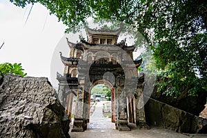 Beautiful Bich Dong Pagoda entrance in Tam Coc, Ninh Binh, Vietnam